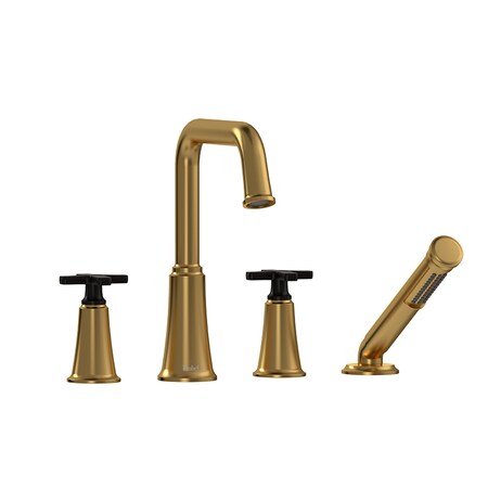 Riobel 4-Piece Deck-Mount Tub Filler With Hand Shower MMSQ12XBGBK